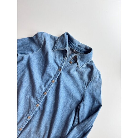 BANANA REPUBLIC Reigh Classic Denim Shirt Medium Blue Button Up Blouse, Size S - Picture 5 of 13